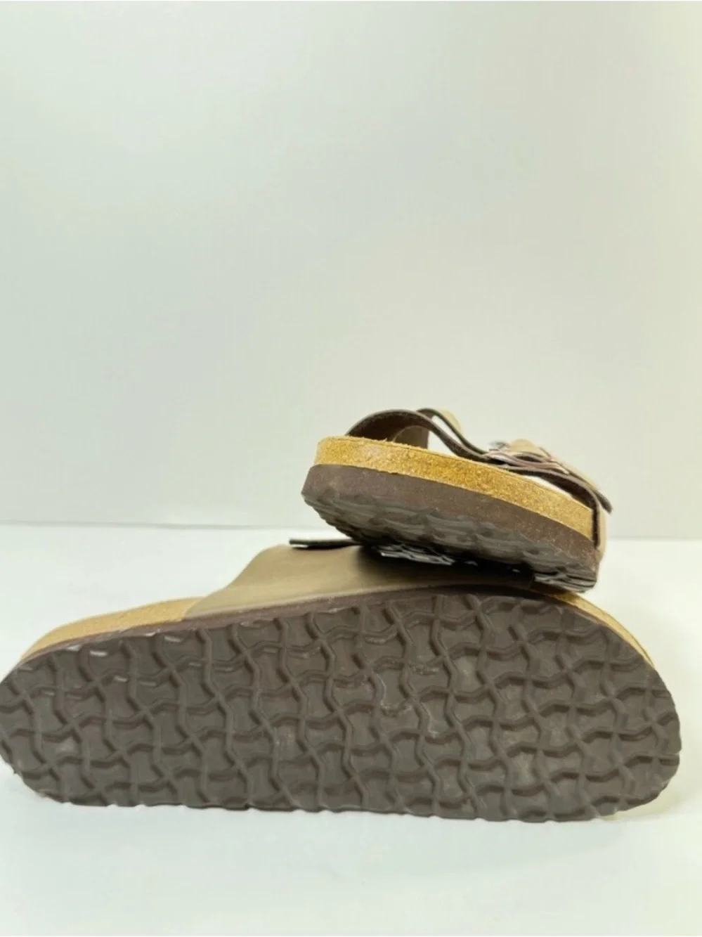 Men's Dual-Buckle Brown Slide Sandal